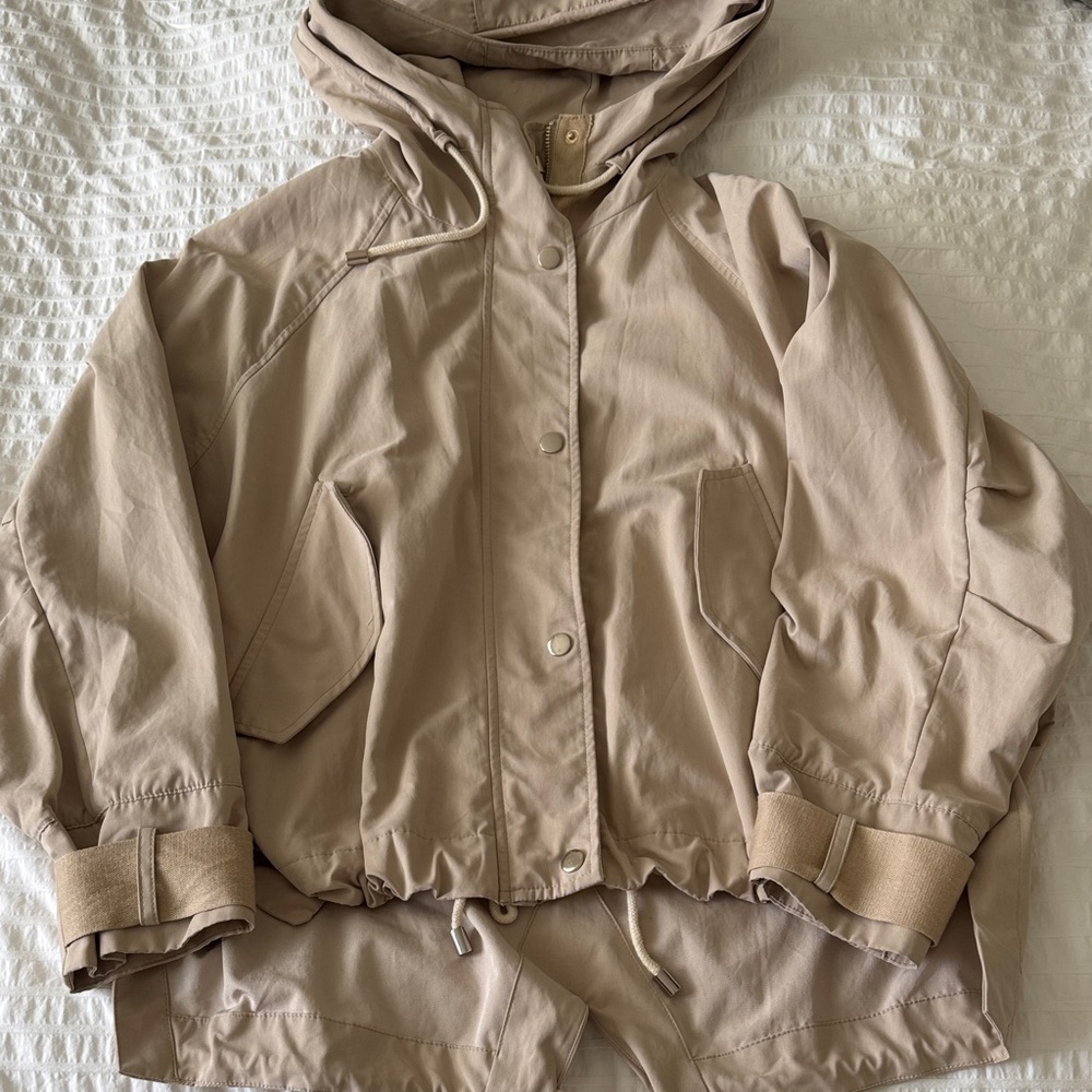 Zara Tan Windbreaker Jacket XS